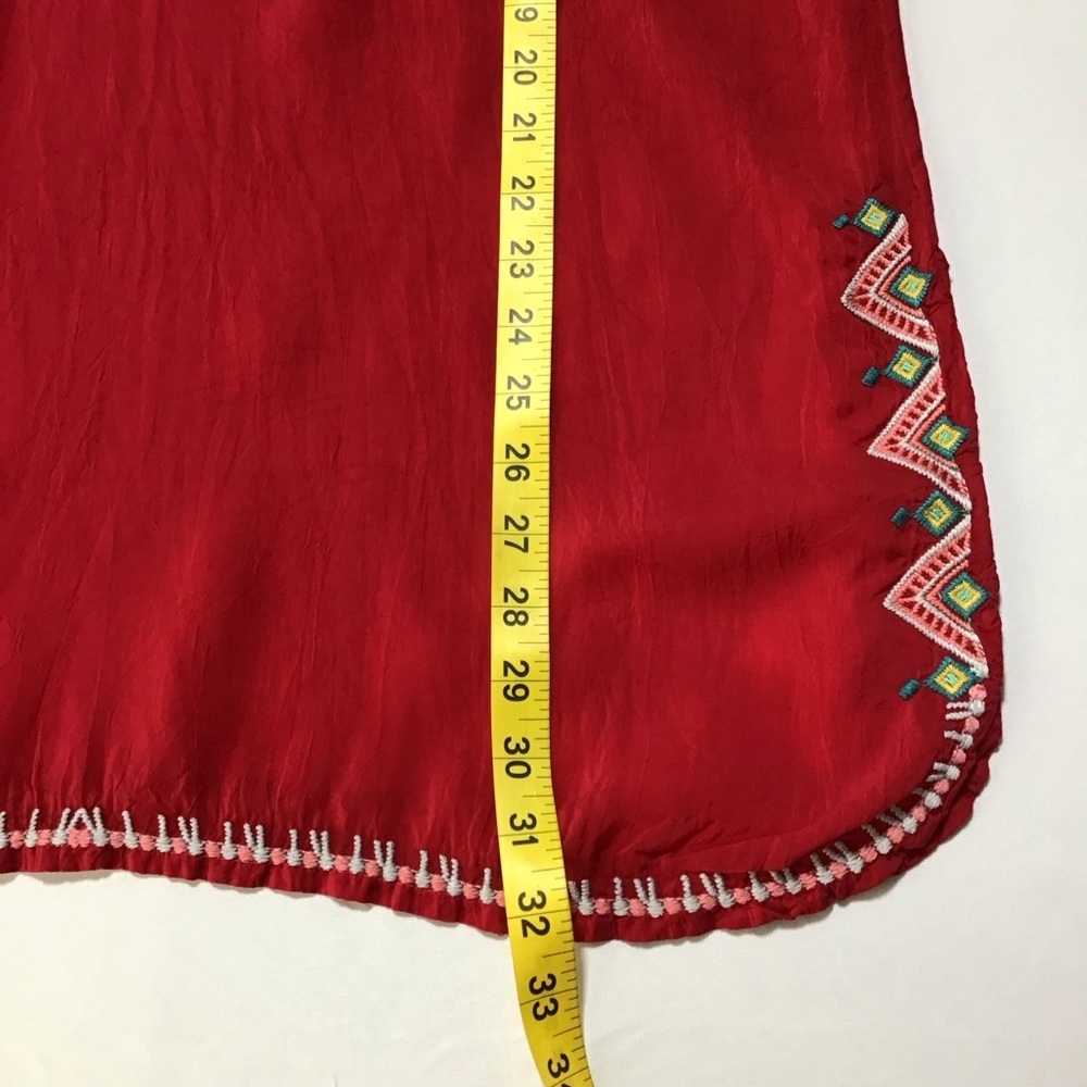 Johnny Was Vibrant Red Embroidered Long Sleeve Tunic - Picture 12 of 15